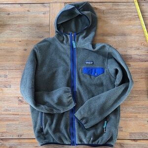 Patagonia Charcoal and Royal Blue Hooded Synchilla Fleece